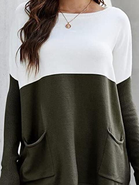 Heidi-Mode | Zwei-Ton Pullover mit Taschen