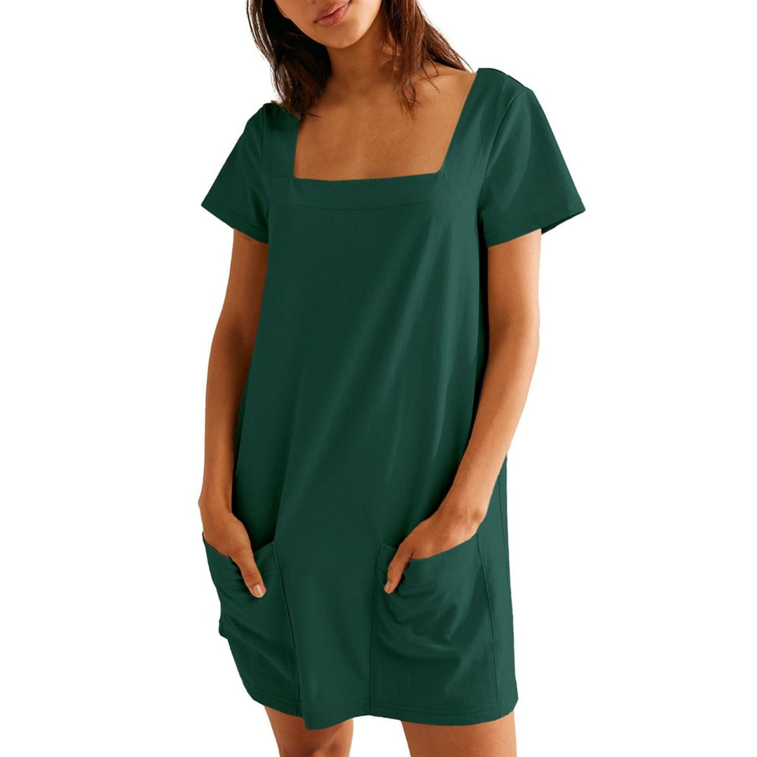 Heidi Mode | Freizeitkleid mit quadratischem Ausschnitt und Tasche