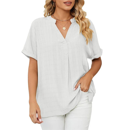 Heidi-Mode | Klassische V-Ausschnitt Kurzarm Bluse