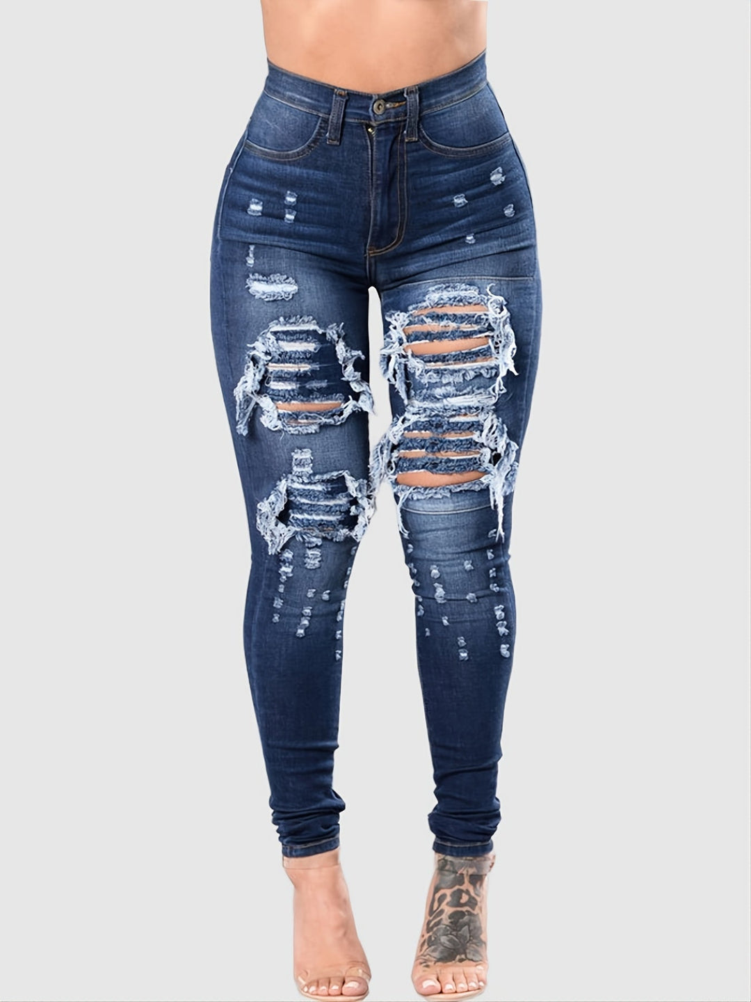 Heidi-Mode | Ripped Löcher Skinny Leg Distressed Denim Jeans Hosen