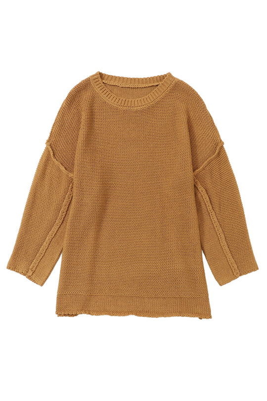 Slouchy Textured Knit Loose Pullover