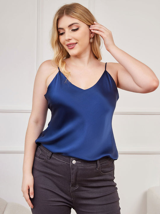 Heidi-Mode | Damen Plus Size Seide Spaghetti-Träger Camisole Top