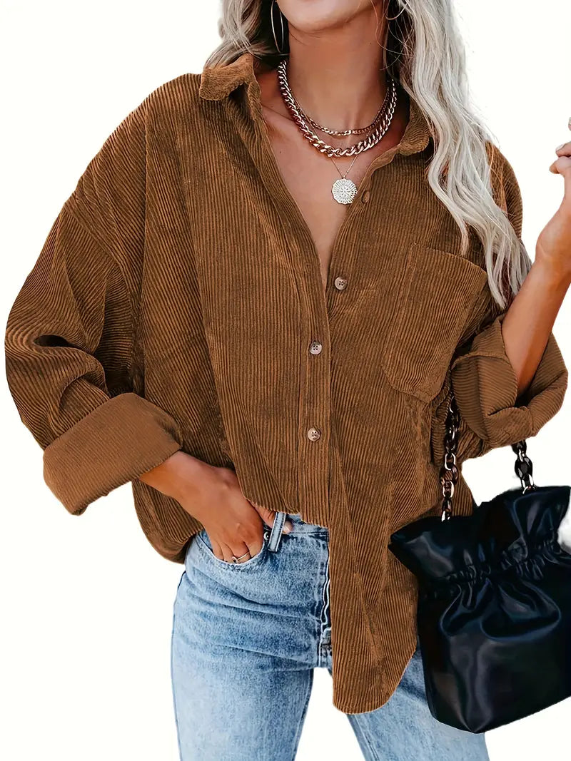 Heidi-Mode | Cordhemd Langarm Bluse für Frauen