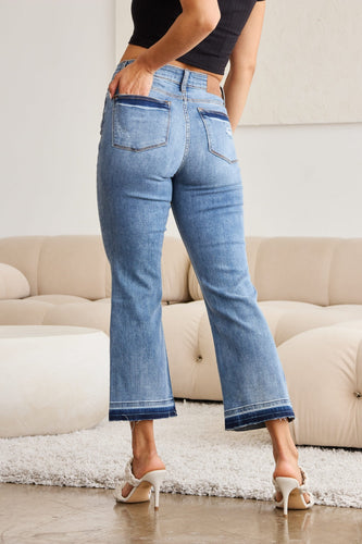Heidi-Mode | Judy Blue Vollgröße Release Saum Cropped Bootcut Jeans