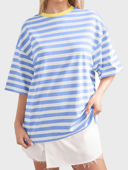 Heidi-Mode | Gestreiftes Rundhals-Halbarm-T-Shirt