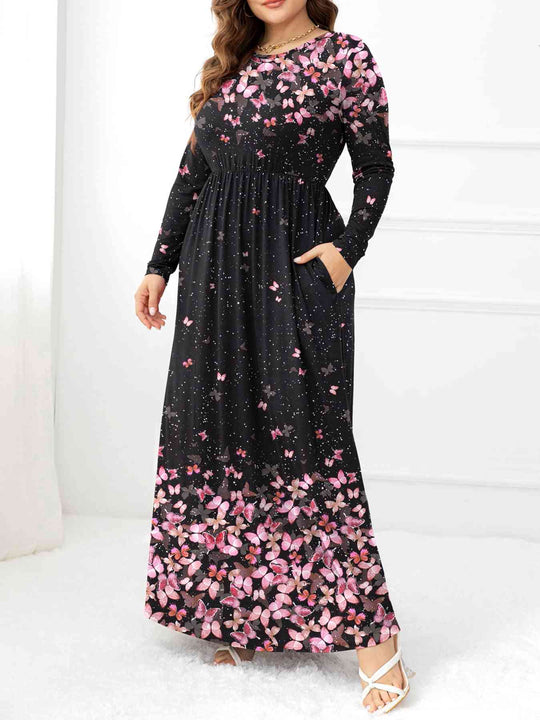 Heidi-Mode | Plus Size Rundhals Maxi Kleider mit Taschen
