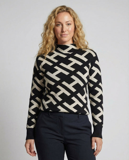 Bequemer Geometrischer Pullover Damen | Heidi-Mode