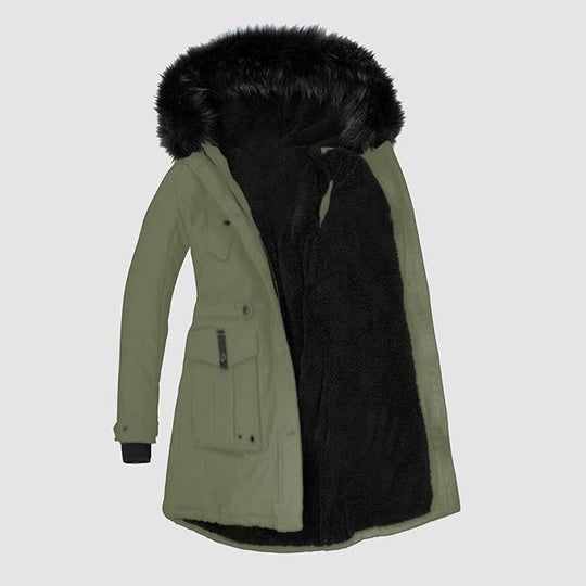 Heidi-Mode | Damenparka Mit Schwarzem Kunstfellbesatz