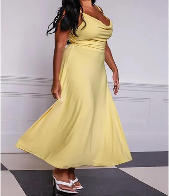 Heidi-Mode | Lange Drapierte Kleid mit Eingebautem Bh