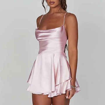 Weiße Satin-Kleid mit Offenem Rücken