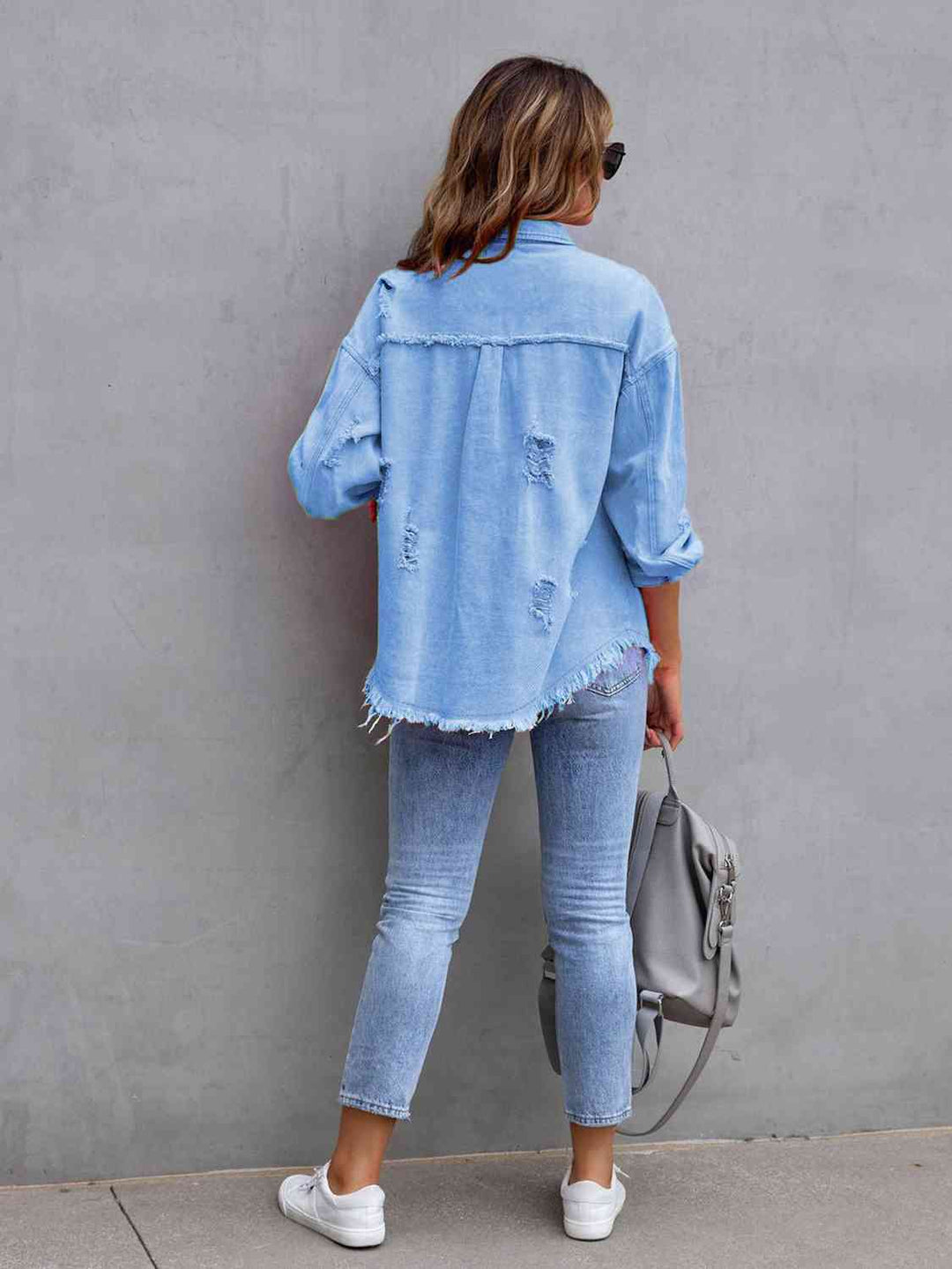 Heidi-Mode | Zerrissene Drop Shoulder Denim Jacke