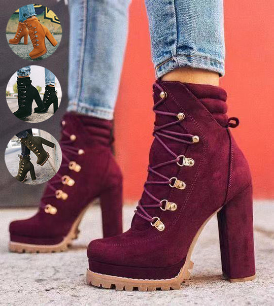 Lisa |  Runde Zehe Spitze High Heels Stiefel