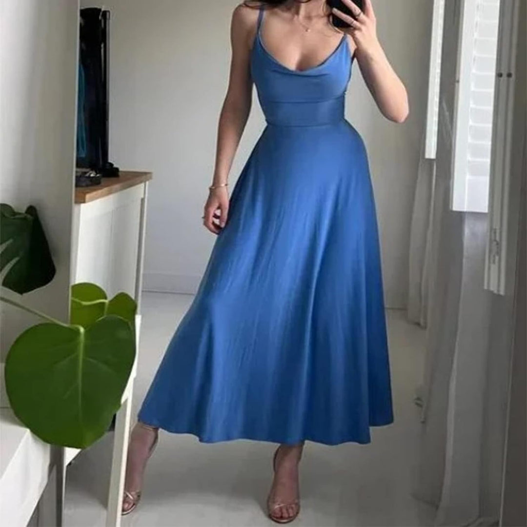 Heidi-Mode | Lange Drapierte Kleid mit Eingebautem Bh