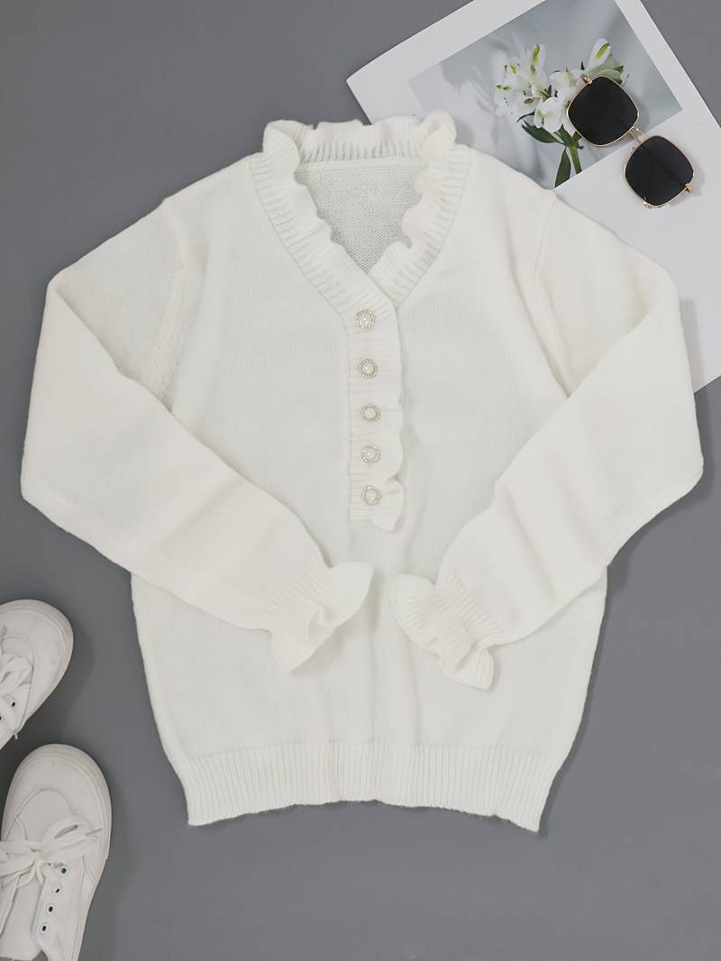 Heidi-Mode | Stylischer Pullover mit V-Ausschnitt für Damen Trendy und Bequem