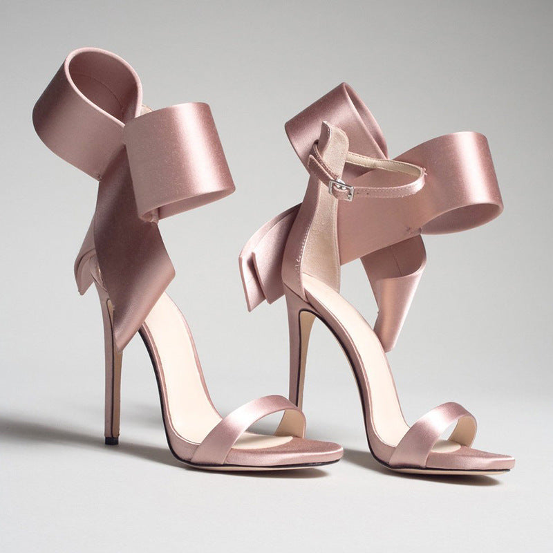 Heidi-Mode | Sommer Übergröße Schleife Knöchelriemen High Heels Sandalen für Frauen