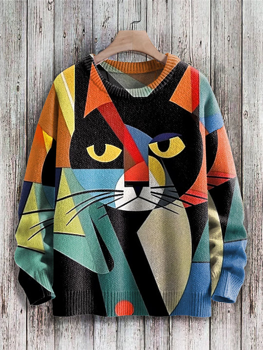 Heidi-Mode | Stijlvolle Sweater Met Kattenprint Voor Vrouwen