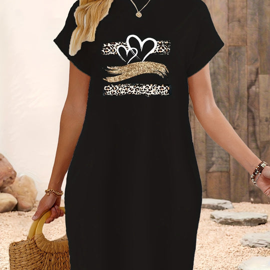 Heidi-Mode | Kleid mit Herzen und Pantherdruck mit Taschen
