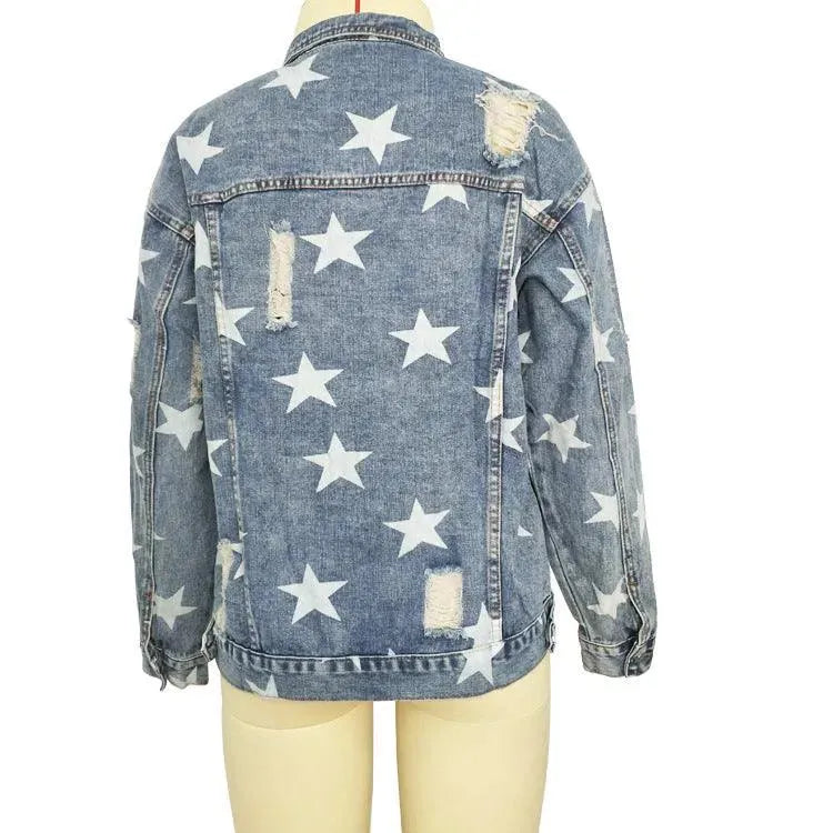 Heidi-Mode | Lässig Damen Jeansjacke mit fünfzackigem Stern