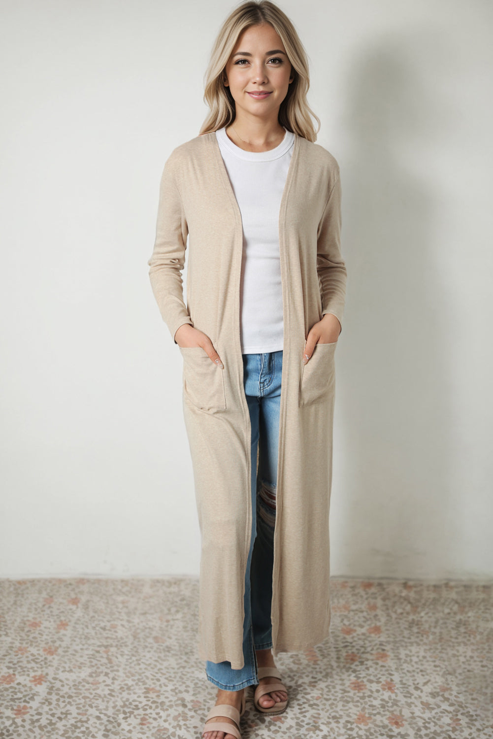 Heidi-Mode | Langarm Schlitz Cardigan mit Tasche