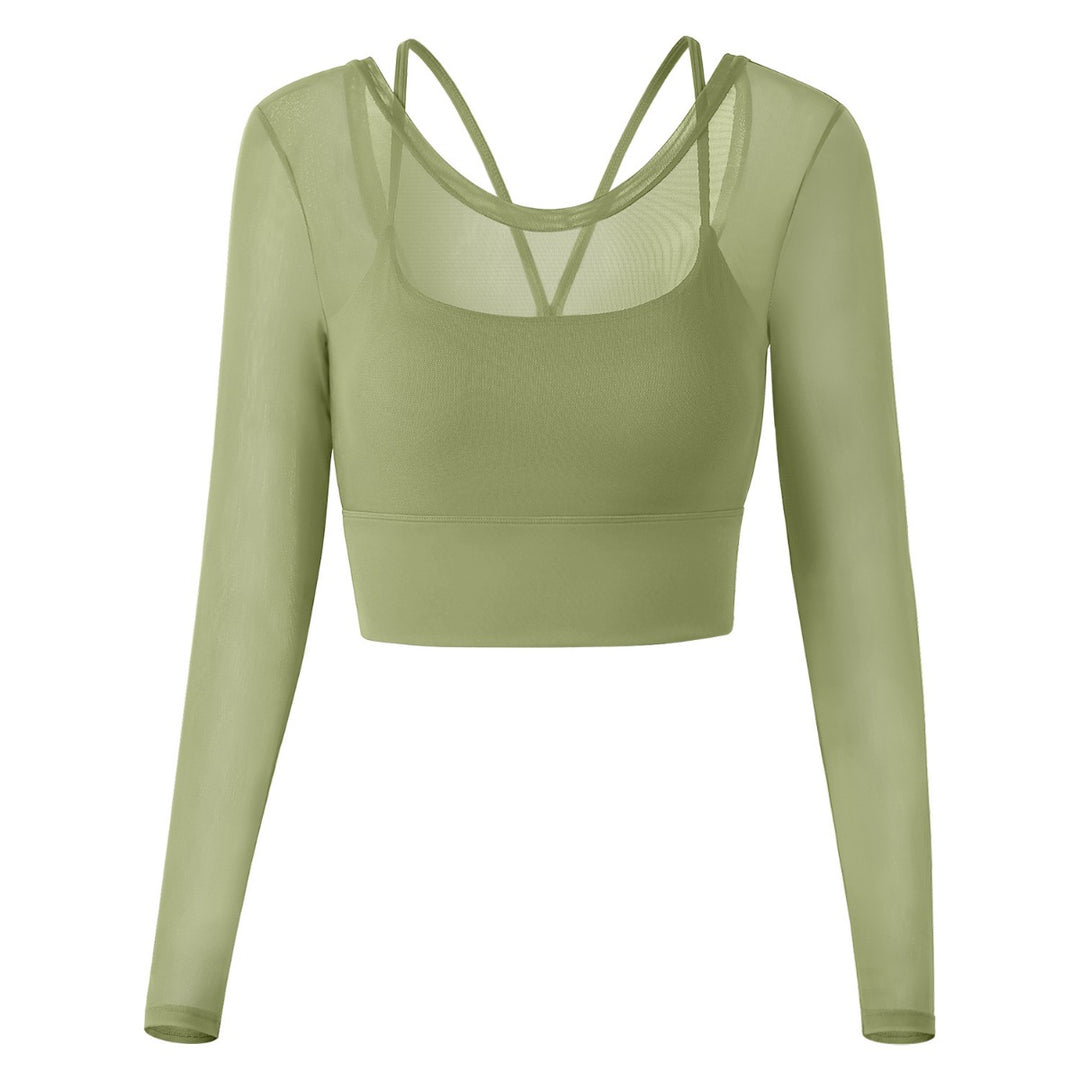 Heidi Mode | Fake zwei sexy Mesh-Yoga-Kleidung