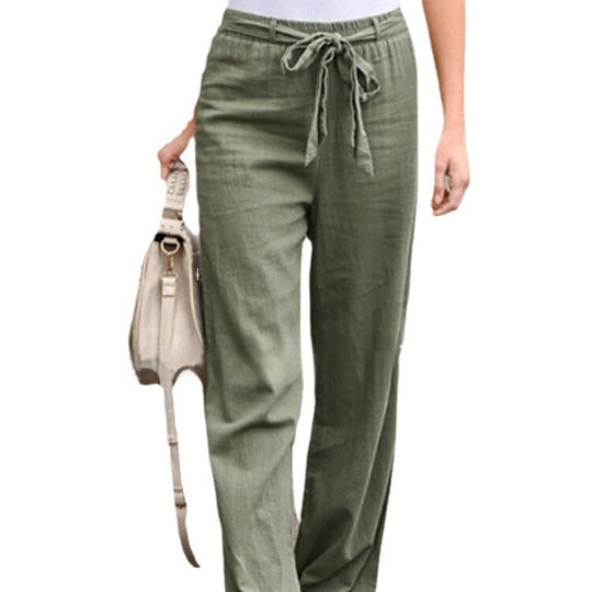 Heidi-Mode | Damen Bequeme Hose aus Baumwolle und Leinen In Unifarben