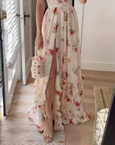 Heidi-Mode | Blumen Fließendes Maxikleid