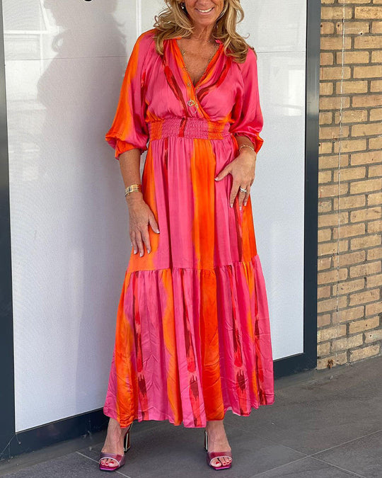 Heidi-Mode | Kleid mit 3/4-Ärmeln und V-Ausschnitt