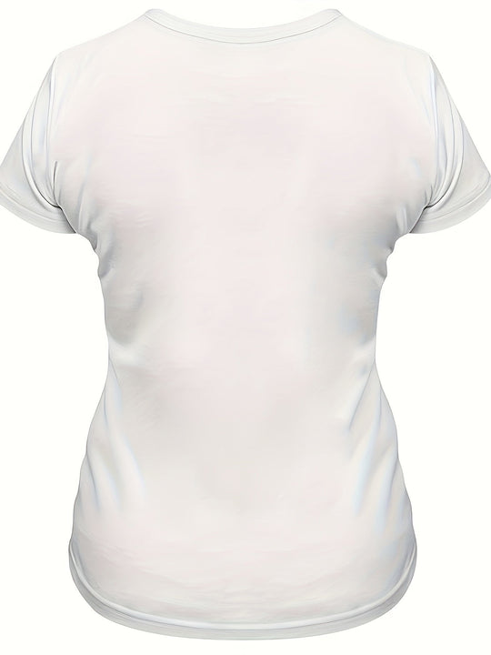 Heidi-Mode | Damen T-Shirt Sommershirt mit Hühnerdruck, Rundhalsausschnitt, Kurze Ärmel, Lässig und Komfortabel