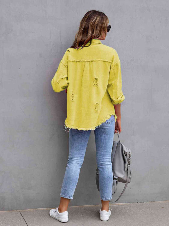 Heidi-Mode | Zerrissene Drop Shoulder Denim Jacke