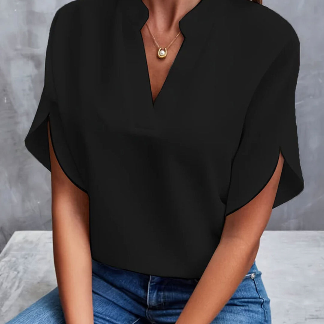 Heidi-Mode | Sommerliche Chiffon-Bluse mit V-Ausschnitt für Damen
