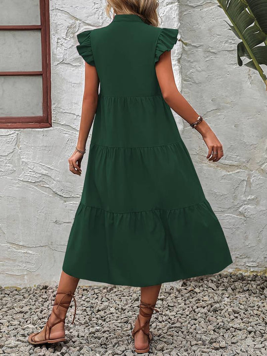 Heidi – elegantes kleid mit rüschenärmeln für frühling und sommer