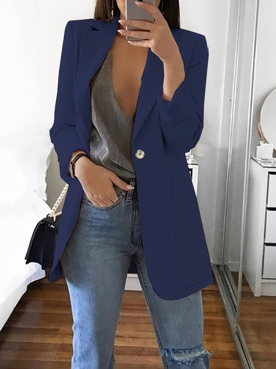 Heidi-Mode | Eleganter Business Longblazer mit Knopfleiste für Damen Chic & Ideal für Alle Jahreszeiten