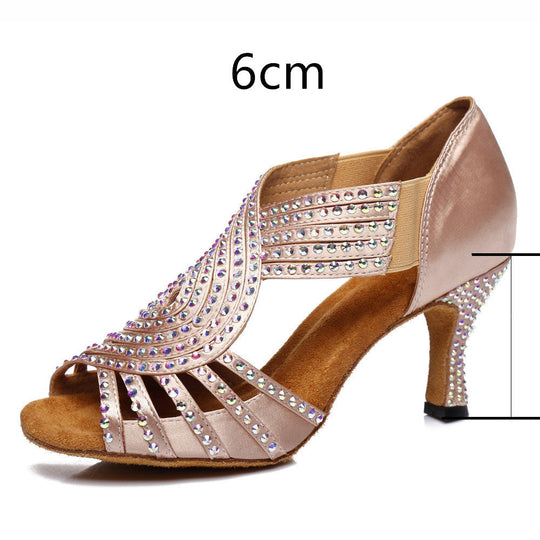 Heidi-Mode | Latin Dance Schuhe Hot Color Diamond Bright Hohe Fersele Weicher Boden