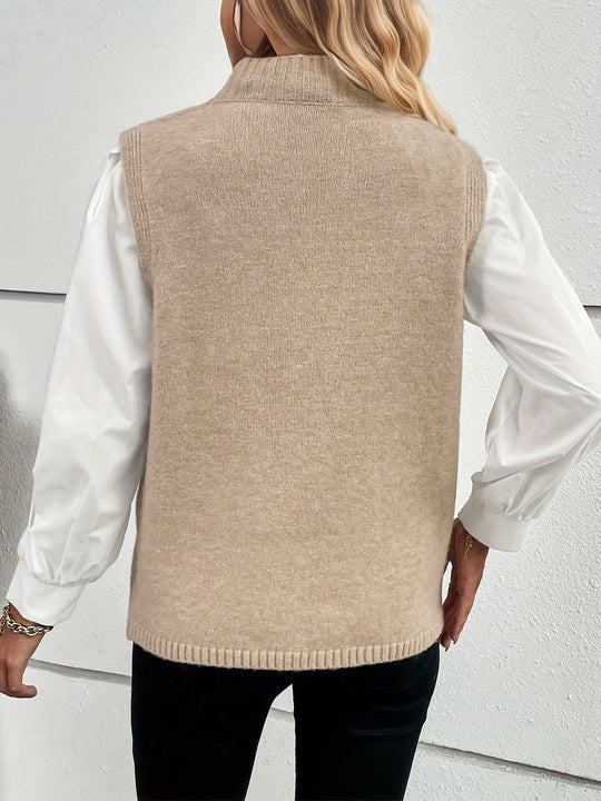 Heidi-Mode - Schickes Herbst Beige Sweater Vest für Frauen