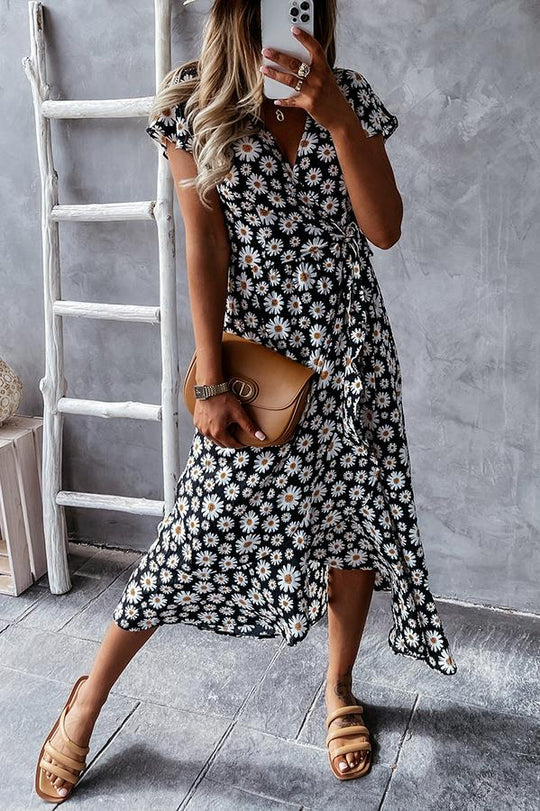 Von dir geliebtes Daisy Blumen Midi Kleid