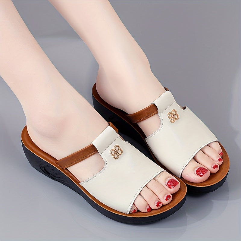 Heidi-Mode | Damenschuhe mit Keilabsatz: Bequem, Offen, Sommer, Slip-On-Design, Modisch