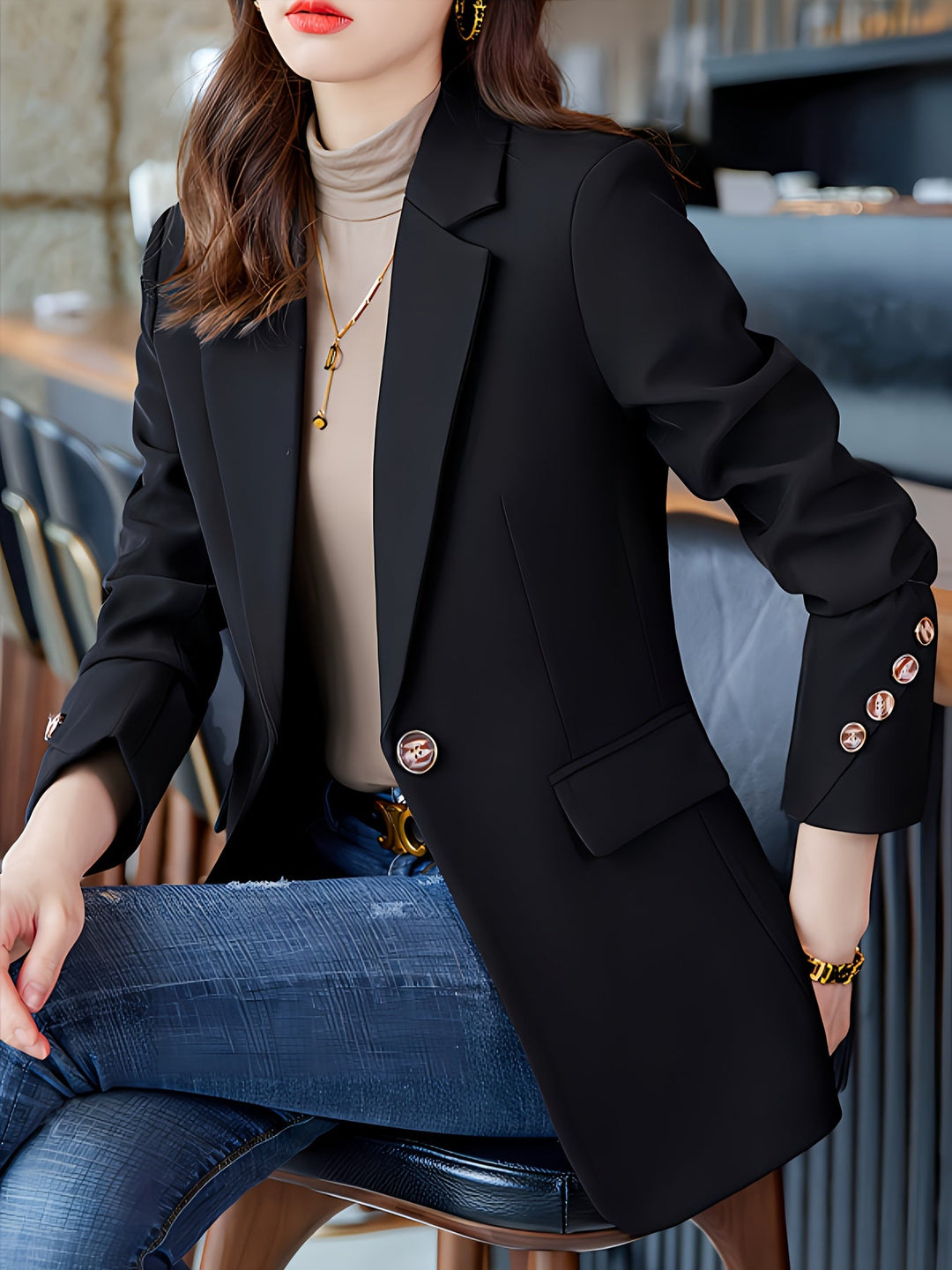 Heidi-Mode - Stilvolle Elegante Lange Ärmel Herbst Blazer für Frauen