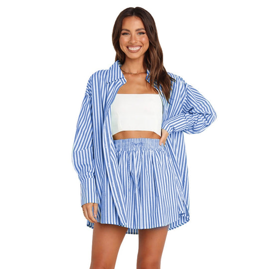 Heidi Mode | Fashion Shirt Gestreift Langarm Zweiteiliges Set