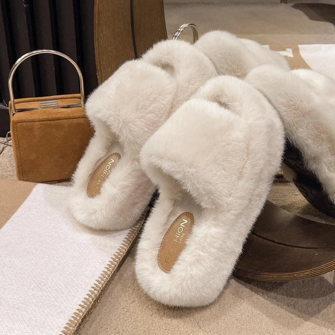 Heidi-Mode | Fluffy slippers with thick sole for women