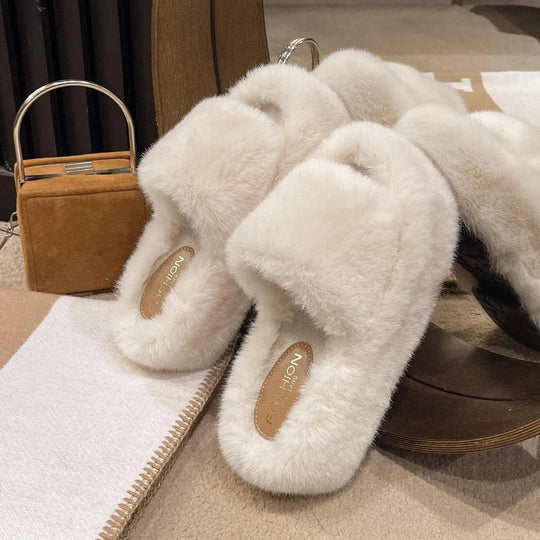 Heidi-Mode | Fluffy slippers with thick sole for women