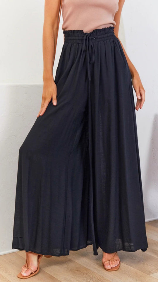 Heidi Mode | Elastischer Gürtel Weites Bein Hohe Taille Hose