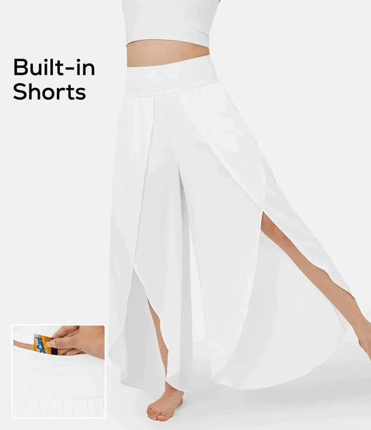 Heidi-Mode | Damen Hose Super Bequeme, Luftige und Elegante Schlaghose mit Integrierten Shorts