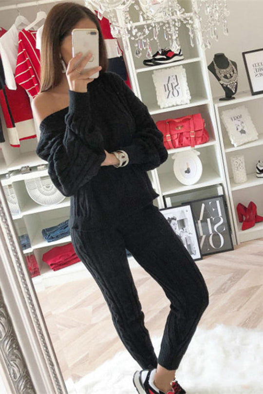 Heidi-Mode | Elevated Comfort Kabelpullover und Slim Fit Hosen Set