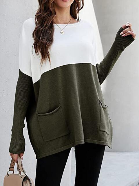 Heidi-Mode | Zwei-Ton Pullover mit Taschen