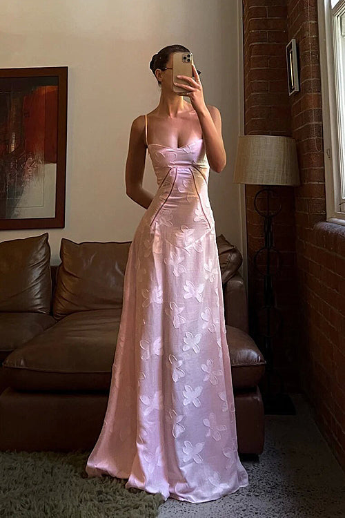 Heidi-Mode | Geschenk Der Liebe Blumen Tie Back Maxi Kleid Elfenbein