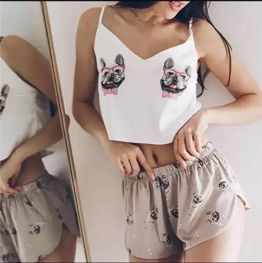 Heidi-Mode | Neuer sexy Damen-Pyjama Pyjama aus Seide im Tiermuster