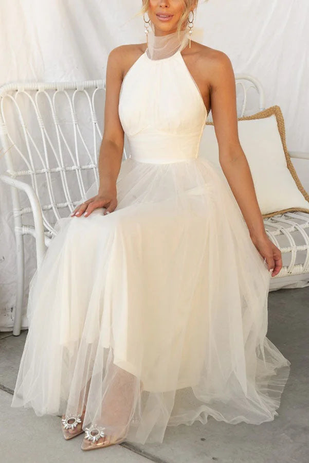 Heidi-Mode | Fairy Vibes Tüll Gathered Detail Halter Maxi Kleid