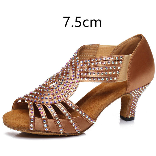 Heidi-Mode | Latin Dance Schuhe Hot Color Diamond Bright Hohe Fersele Weicher Boden