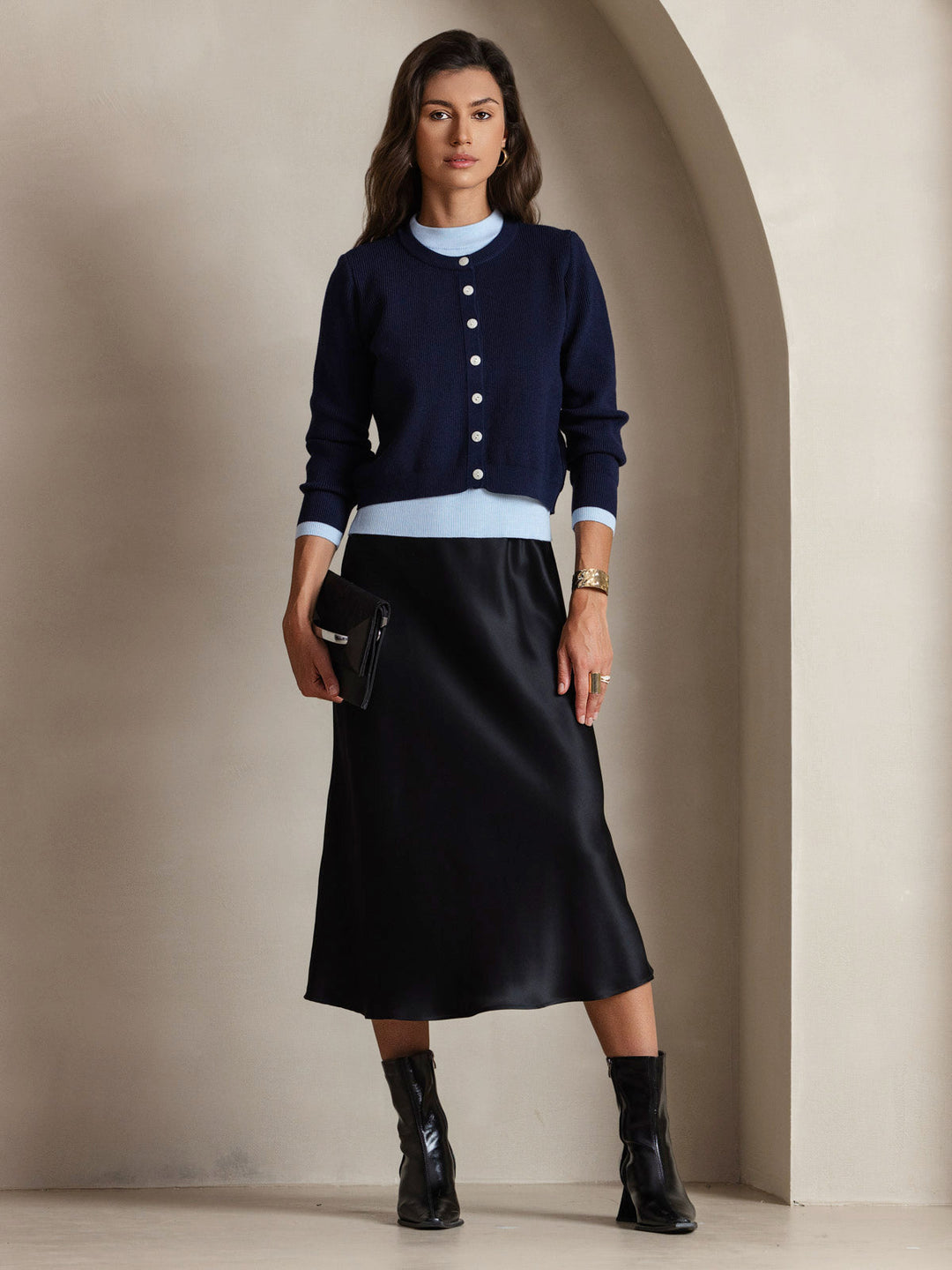 Heidi-Mode | Lange Seidenkleid mit Spaghetti-Träger