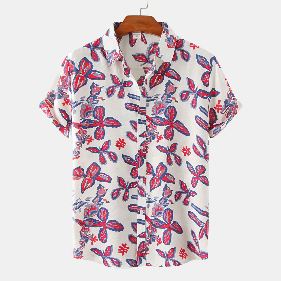 Heidi Mode | Floral kurzärmeliges Blumenhemd Männer